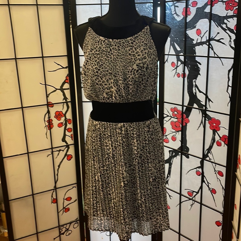 XHILARATION Size M Sleeveless Pleated Dress with Velveteen lining